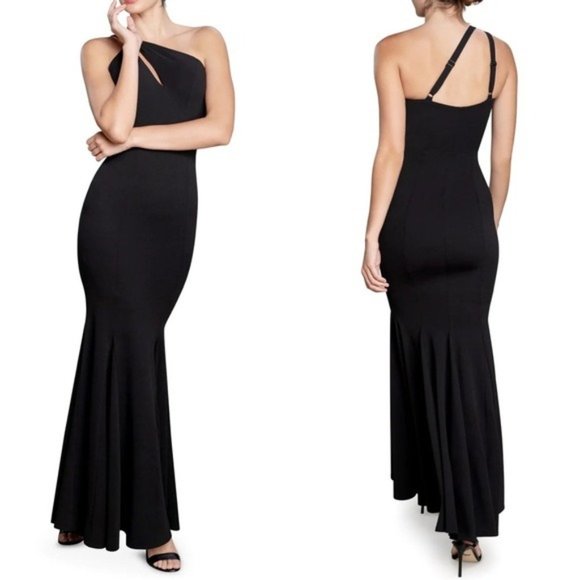 NWT Dress the Population Ellis One Shoulder Black Gown Bridesmaid Size XS - Picture 1 of 12